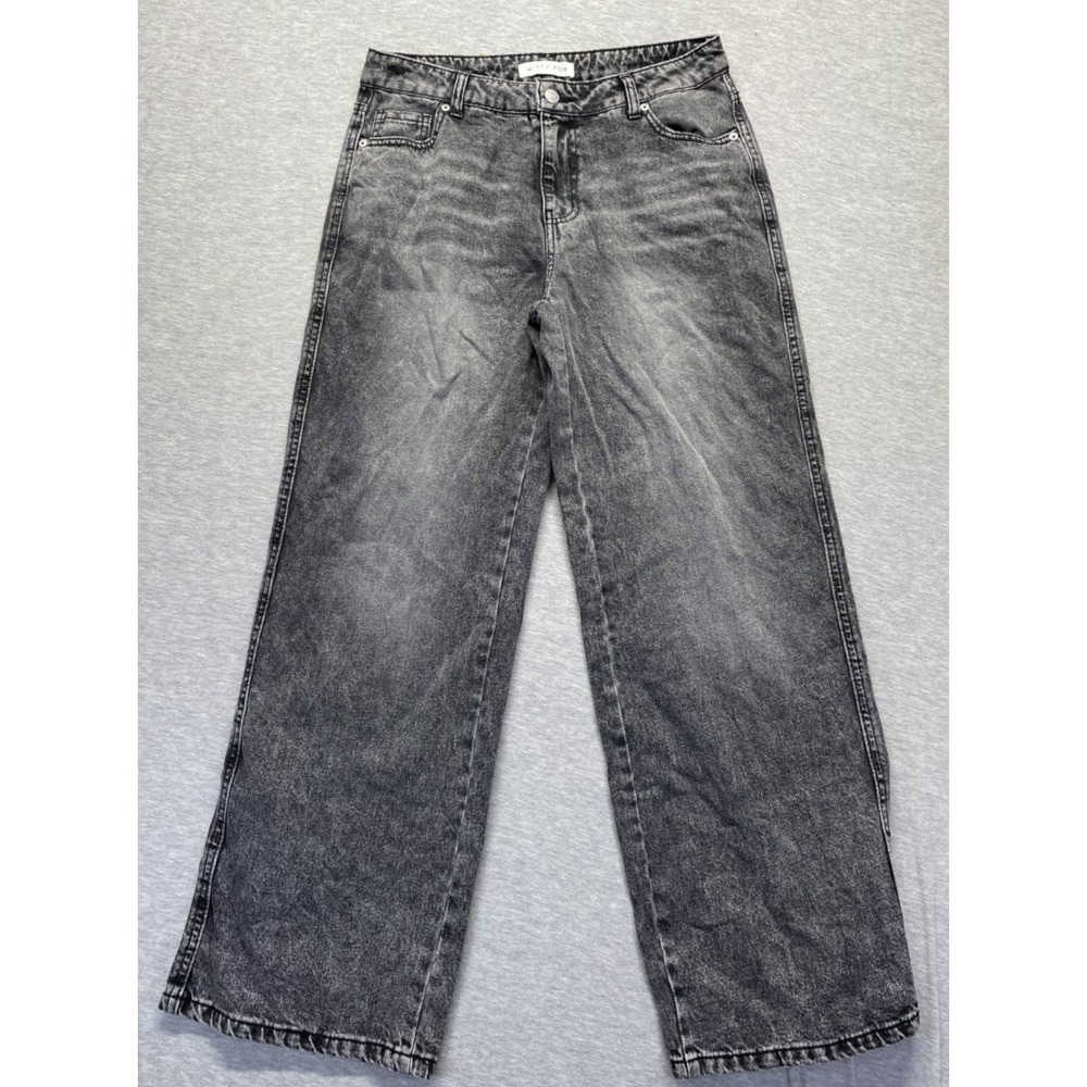 Witty Fox Baggy Jeans Womens 9/29 Gray Denim Faded Relaxed Fit Mid Rise Wide Leg